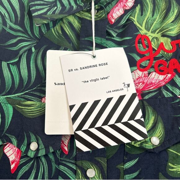 NWT Free People x Sandrine Rose Tropical Print Button-Down Shirt Women’s Small - Picture 3 of 8